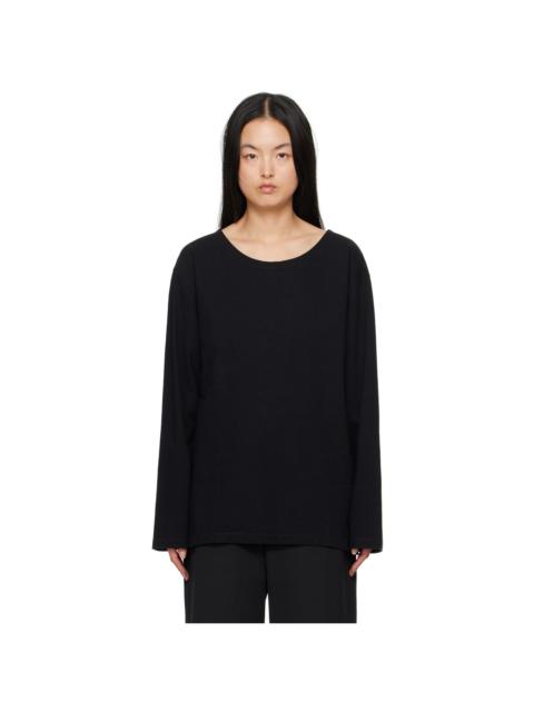 Black Wide Neck Long Sleeve T-Shirt