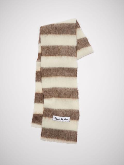 Wool-blend stripe scarf - Brown/white