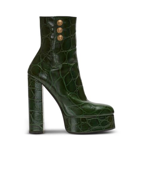 Balmain Brune crocodile-print leather ankle boots