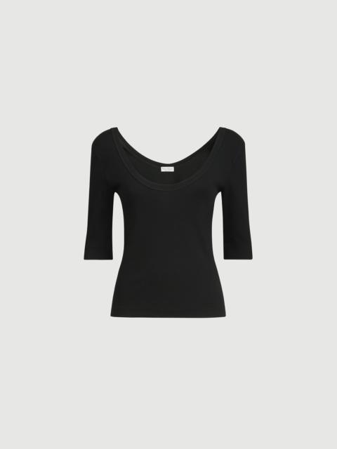 Brunello Cucinelli Stretch cotton ribbed jersey T-shirt with monili