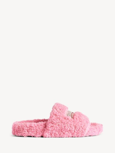 BALENCIAGA Women's Furry Slide Sandal in Sweet Pink