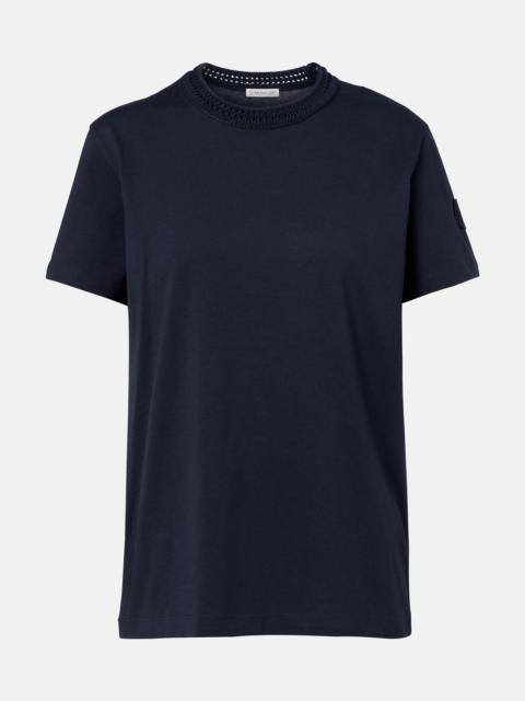 Moncler Crochet-trimmed cotton jersey T-shirt