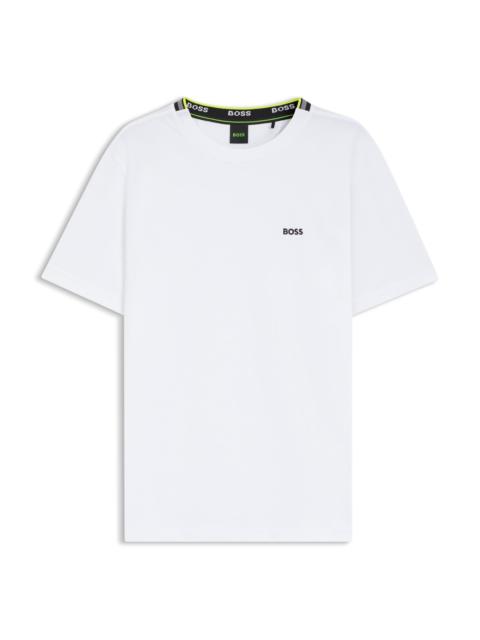 BOSS COTTON-PIQUÉ T-SHIRT WITH JACQUARD-WOVEN BACK COLLAR