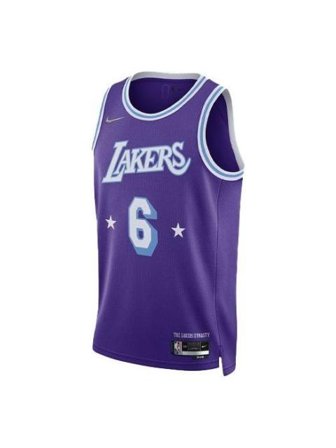Nike Men's Nike NBA Retro Basketball Jersey/Vest SW Fan Edition Los Angeles Lakers Lebron James No. 6 Pur