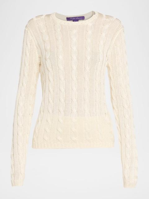 Ralph Lauren Cable-Knit Silk Crewneck Sweater