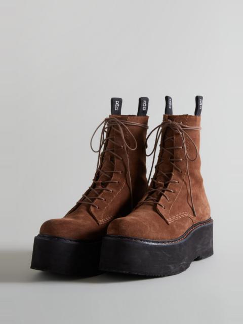 R13 DOUBLE STACK BOOT - BROWN SUEDE