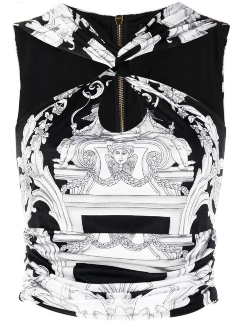 VERSACE Silver Baroque cropped top