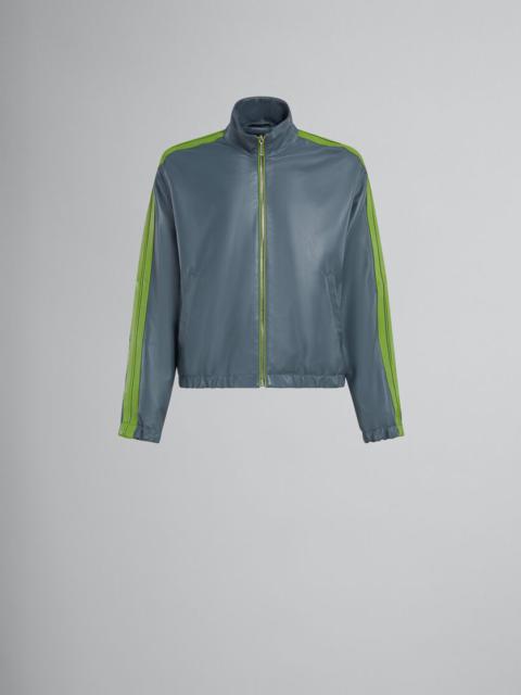 Marni TEAL NAPPA BOMBER WITH CONTRAST STRIPES