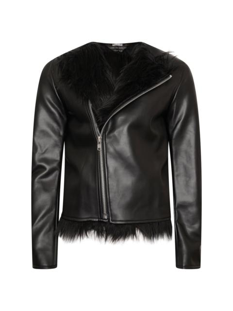 Comme des Garçons Homme Plus Faux-Leather Fur Lined Biker Jacket in Black
