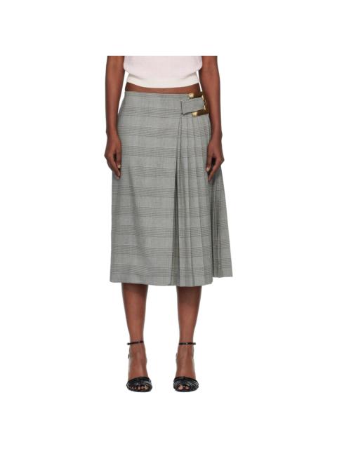 Black & White Prince Of Wales Jacquard Midi Skirt