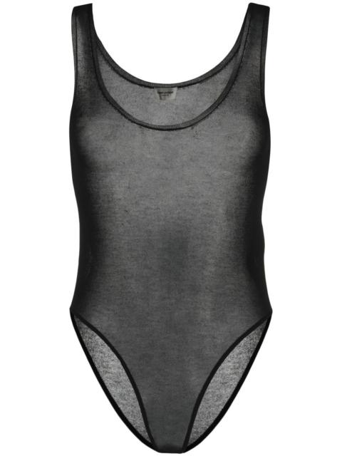 SAINT LAURENT sheer 니트 sleeveless 바디 수트