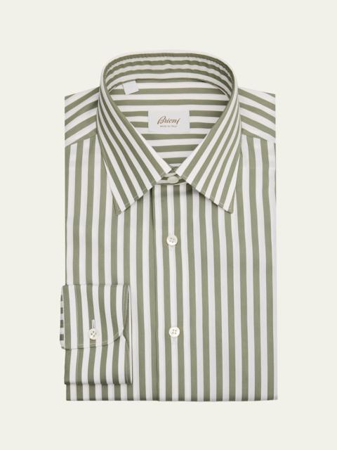 Brioni Men's Cotton Candy Stripe Point Collar Dress Shirt