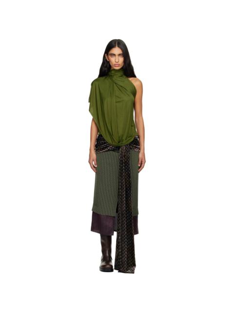 Dries Van Noten Green Draped Top