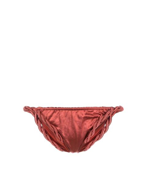 ISA BOULDER metallic twist-detail bikini bottom