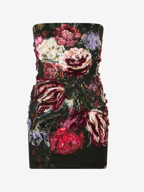 Roberto Cavalli Embroidered Mini Dress With Fiammingo Flowers Print