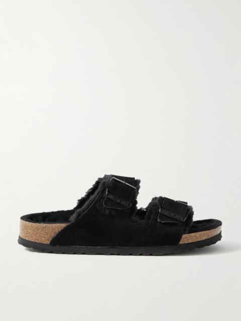 BIRKENSTOCK Arizona shearling-lined suede sandals Black