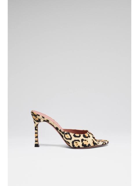 Amina Muaddi ALEXA SLIPPER LEOPARD PRINT SATIN
