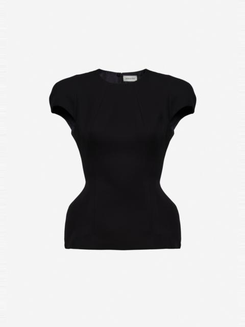 MAGDA BUTRYM Fitted blouse with padded silhouette in black
