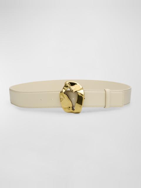 Abstract Buckled Leather Belt