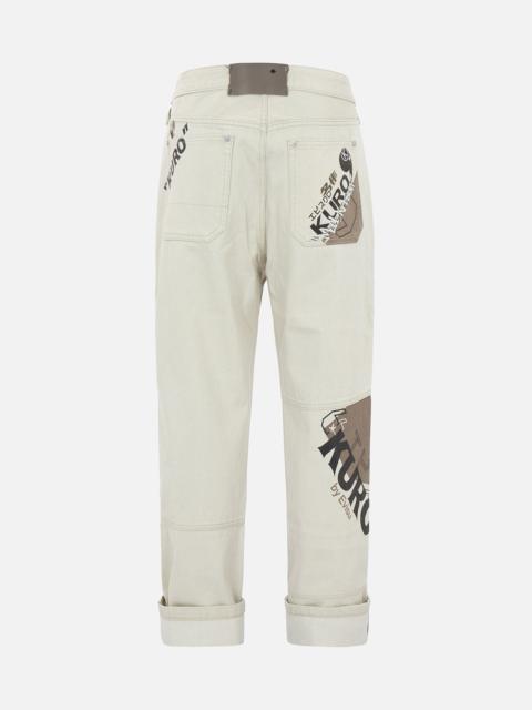 EVISU Seagull Print Colorblock Denim Jeans