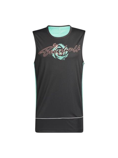 adidas adidas Bw Rose Tank Printing Basketball Sports Vest Black GP9771