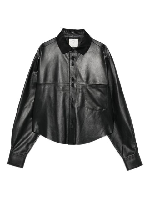 forte_forte nappa leather pocket shirt