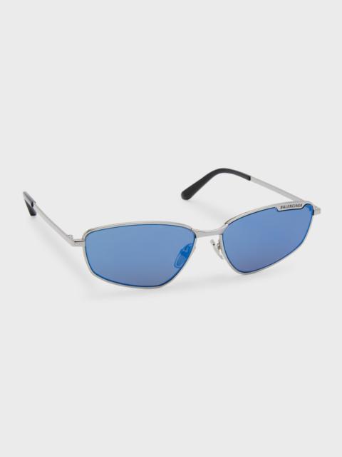 BALENCIAGA Men's Metal Cat-Eye Sunglasses with Logo