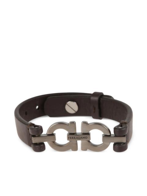FERRAGAMO Ferragamo Bracciale Ferragamo. Design In Pelle, Decorato Con Doppio Logo Gancini In Finitura Rutenio