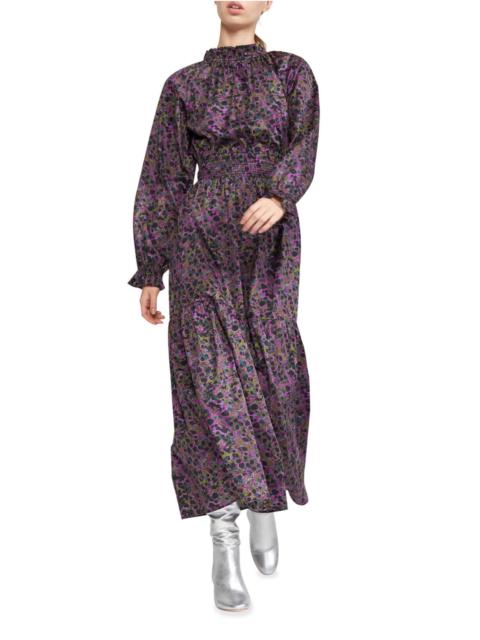 CYNTHIA ROWLEY Marbelle Tiered Abstract-Print Cotton Maxi Dress
