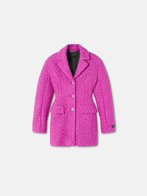 VERSACE Rounded Hourglass Wool Bouclé Coat