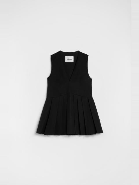 Jil Sander Wool Gabardine Pleated Top