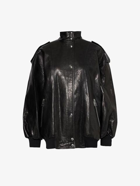 KHAITE Farris high-neck oversized leather jacket