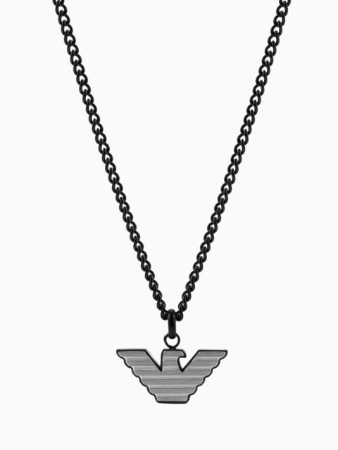 EMPORIO ARMANI Silver and Black Stainless Steel Pendant Necklace