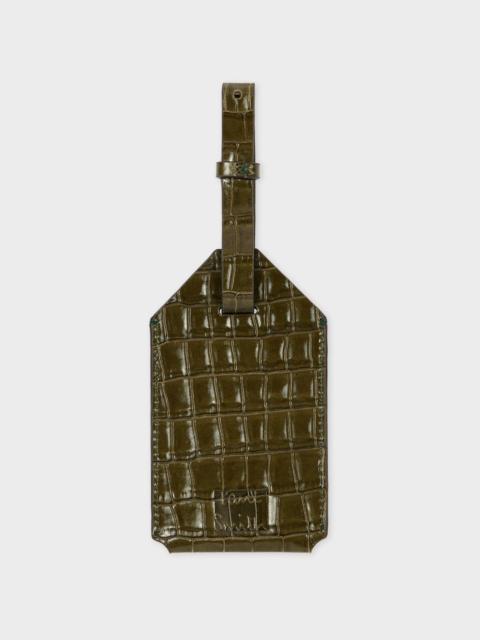 Paul Smith Khaki Croc-Emboss Luggage Tag