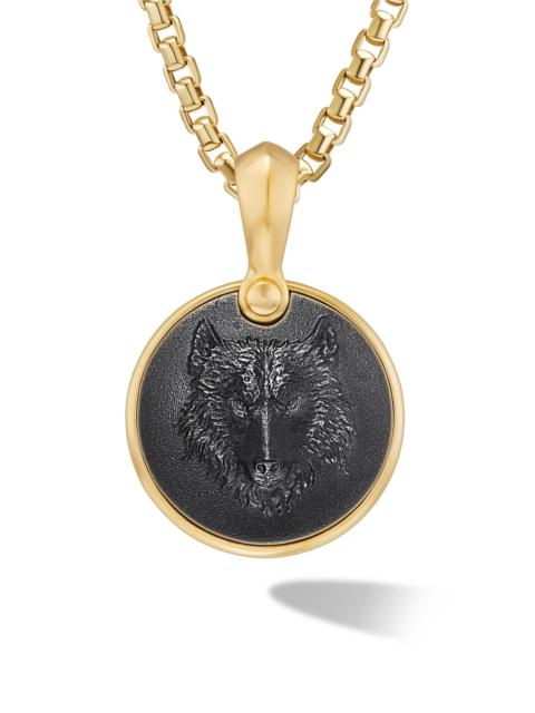DAVID YURMAN Men's Petrvs Wolf Amulet in 18K Yellow Gold - Black Onyx