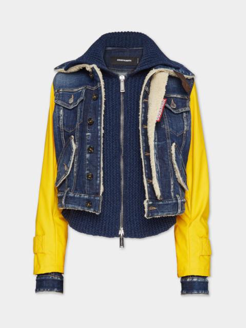 DSQUARED2 DARK EASY RIPPED WASH FISHERMAN JEAN JACKET