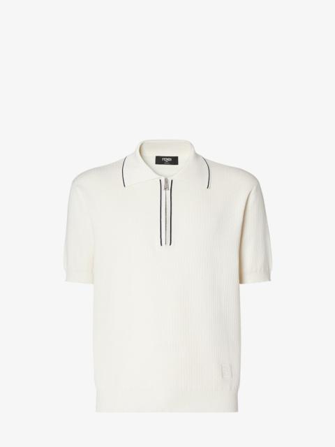 FENDI Polo shirt White silk and cotton polo shirt