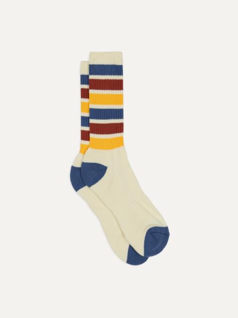 Drake's Blue, Red and Yellow Striped Sport Socks