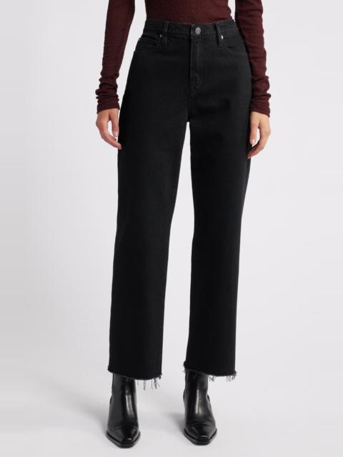 FRAME FRAME Le Jane High Waist Raw Hem Crop Straight Leg Jeans in Black at Nordstrom