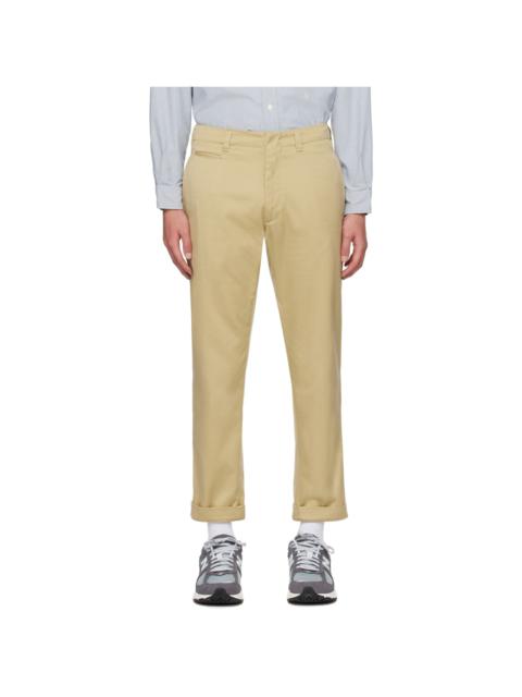 Khaki Straight-Leg Trousers