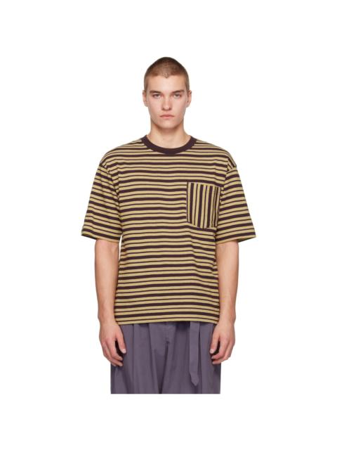 Dries Van Noten Burgundy & Yellow Striped T-shirt