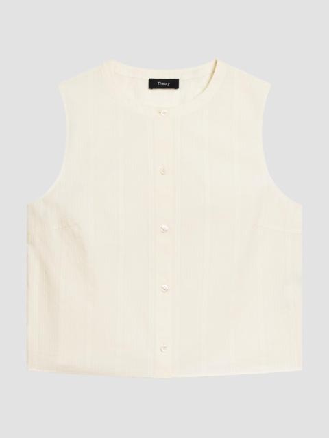 Theory Women's Striped Cotton Poplin Top - Ivory