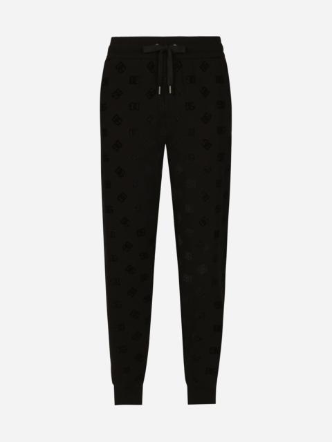 Jersey jogging pants with all-over DG logo print