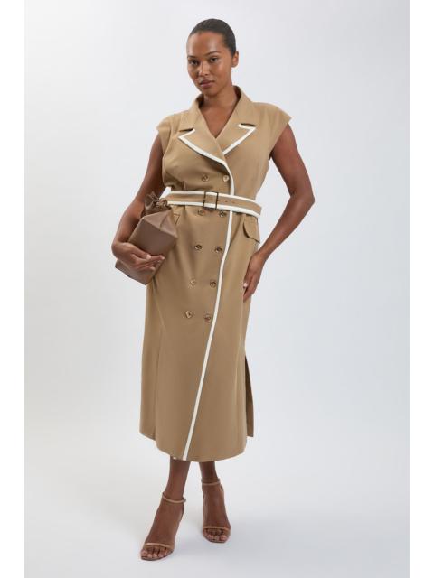 KAREN MILLEN Plus Size Double Breasted Belted Tipped Tailored Midi Dress