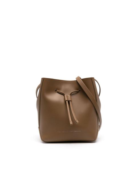 Monili-chain leather bucket bag