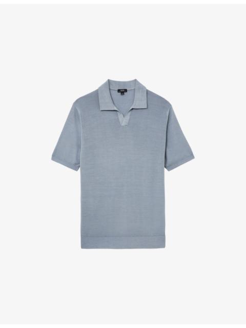 REISS Rook Open-Collar Merino Wool Polo Shirt