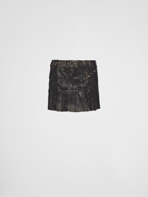 Prada Studded nappa leather patchwork skirt