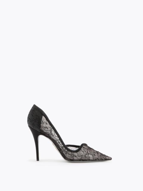 RENE CAOVILLA ONDA BLACK LACE PUMP 100