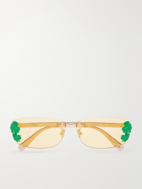 Dior Embellished Square-frame Gold-tone Optical Glasses