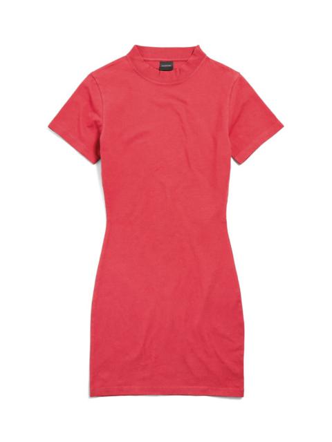 BALENCIAGA Women's Mini T-shirt Dress in Faded Red